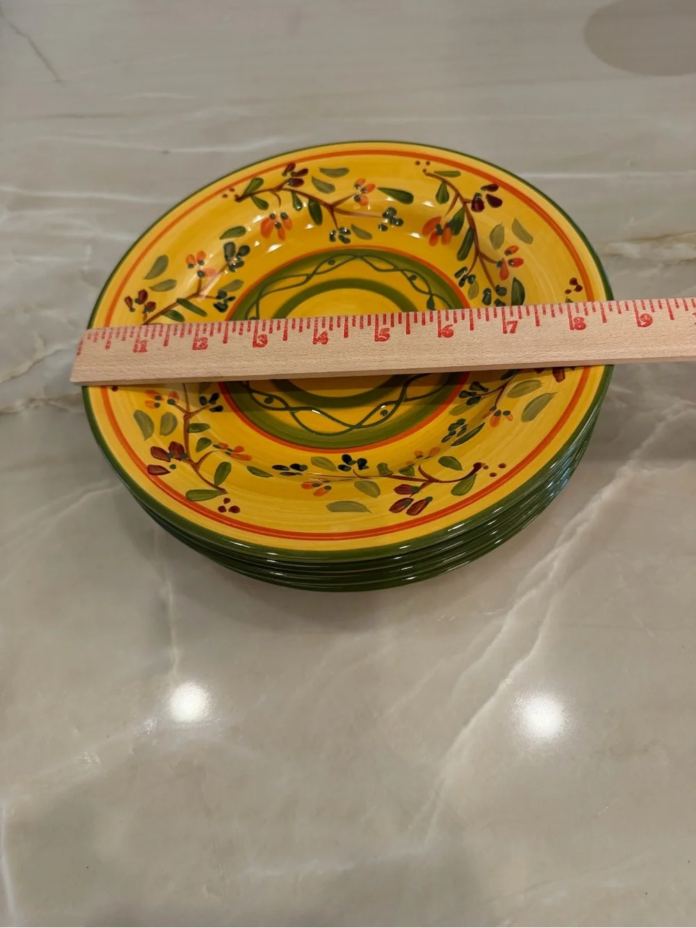 Tabletops Gallery Le Fleur Ceramic 4 Piece Salad Plates Green Accents